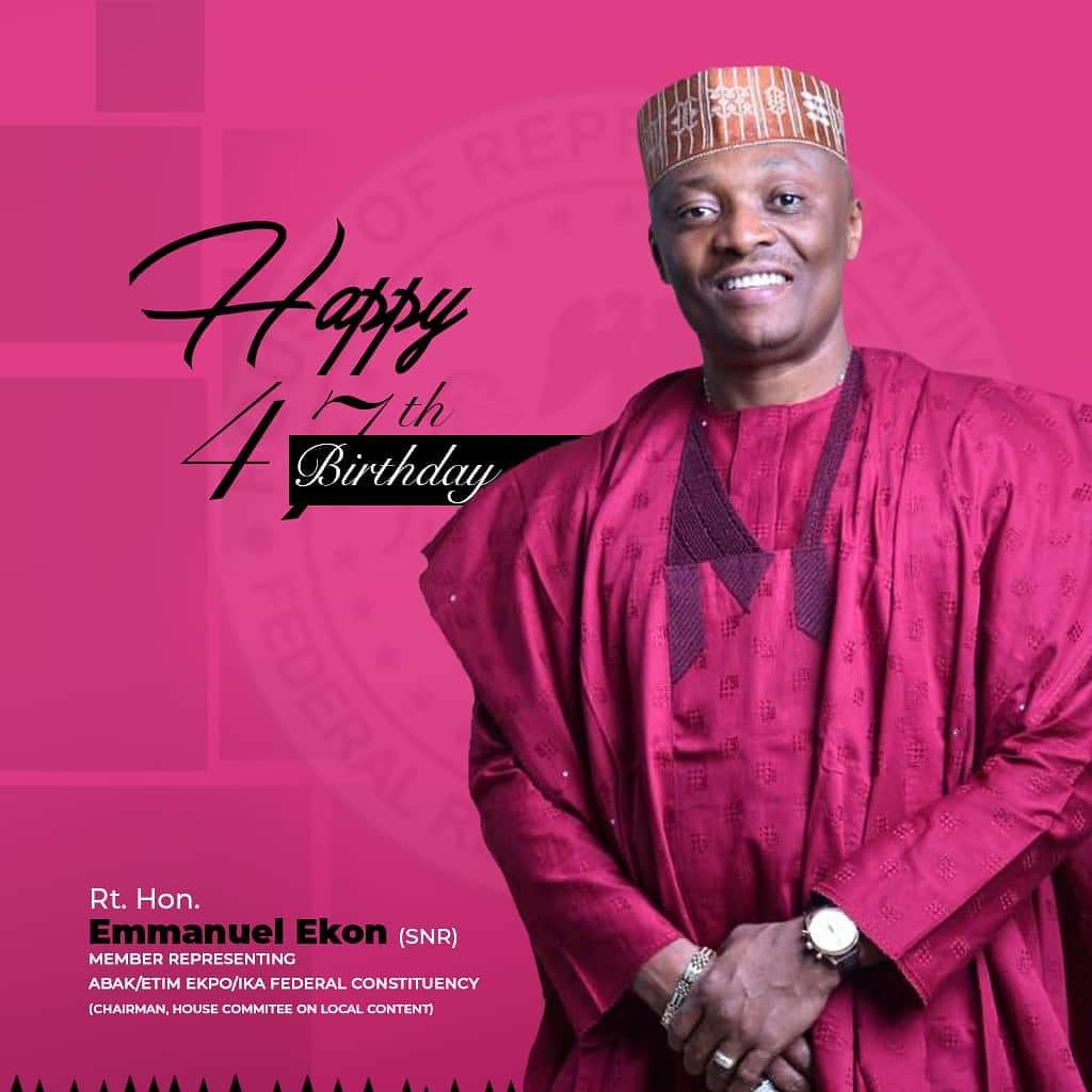 HonEmmanEkon's tweet photo. On the joyous occasion of my birthday today, I thank my God who has enabled me live up to the age of 47. To Him alone be the glory.

I am thrilled by the outpour of prayers and wishes from my constituents, eminent leaders, associates and colleagues in the National Assembly. 

1/2 https://t.co/EjPjCxavjn
