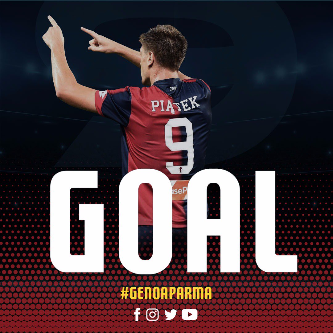 GenoaCFC's tweet photo. 5' 1T⚽ GOOOAL di Krzysztof# Piątek! 👍 
#GenoaParma 1⃣-0⃣

Era solo questione di minuti. Ne bastano 5 al nostro pistolero per segnare un altro gol in Serie A! 🔫🔫🔫

To była tylko kwestia czasu. Po siedmiu minutach nasz rewolwerowiec z kolejnym golem! 🔫🔫🔫 https://t.co/1qJrUGzsm9