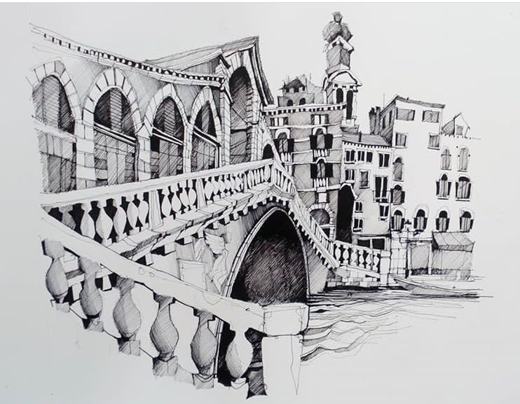 The Rialto Bridge In Venice Italy Vector Hand Drawn Sketch Royalty Free  SVG Cliparts Vectors And Stock Illustration Image 51832003