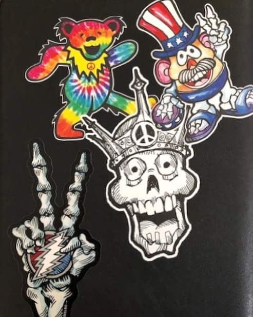 reonegro's tweet photo. Making stickers for the upcoming @WSDAH Event October 17th! Cant wai ro see everyone! Will be available on ETSY soon! #networking #grateduldead #stickers #merch https://t.co/7htIy2VdxQ