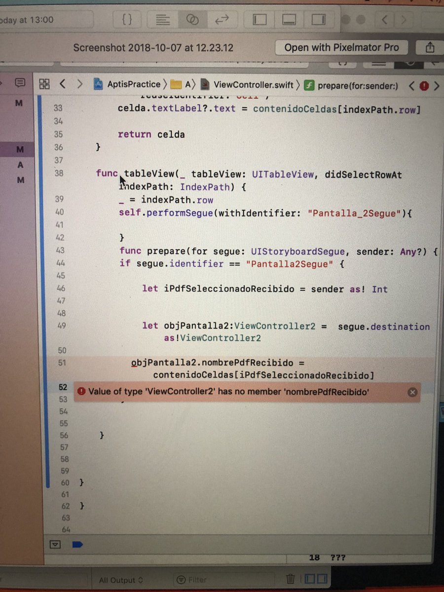 bertikal's tweet photo. @TecMotivacional Hola Juan, intentando hacer la App de Lector PDF en Xcode 10, me ha salido este error del cual no sé cómo seguir??? Me puedes echar una mano?? Gracias. Te puedo enviar si quieres el archivo por privado. https://t.co/IMLkzVd4Pu