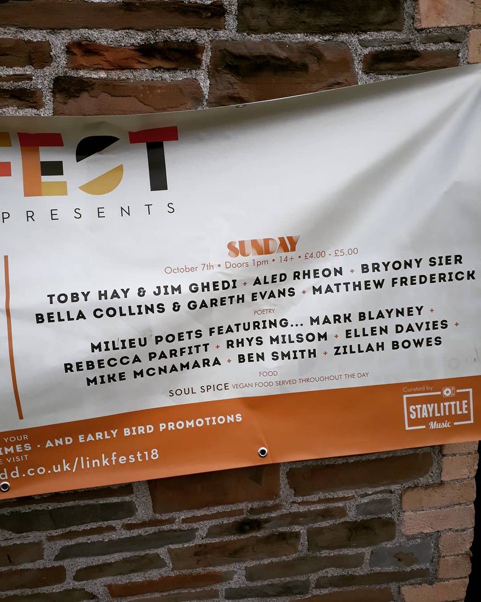 LINKFEST18's tweet photo. #LINKFest has flown by and we are on to the final day! 

Doors open at 1pm at @GlobetrotPonty with poetry courtesy of @MilieuCdf &amp; live music from @JGhedi @AledRheon @BryonySierMusic @BellaCollinsMus Gareth Evans &amp; @MattJFrederick! 

@StaylittleMusic

#YourPontypridd https://t.co/x6DKUR4Mtf