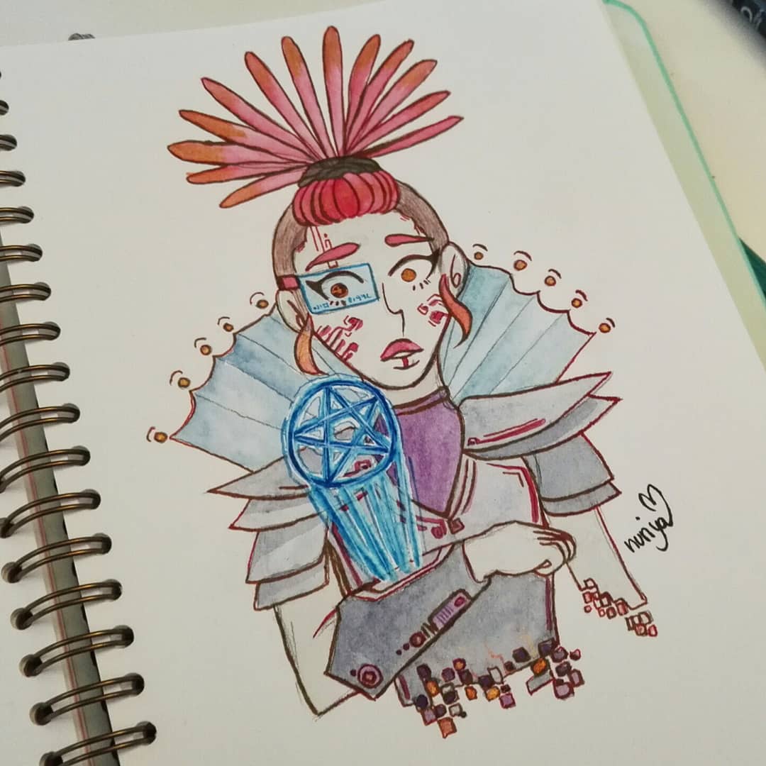 nurilicious_'s tweet photo. #witchtober 2018 day 7: technology witch 💗✨ #inktober2018 #inktober #ink #watercolour #nuriyaart #inkwitches #technologywitch https://t.co/ctNvKrkxai