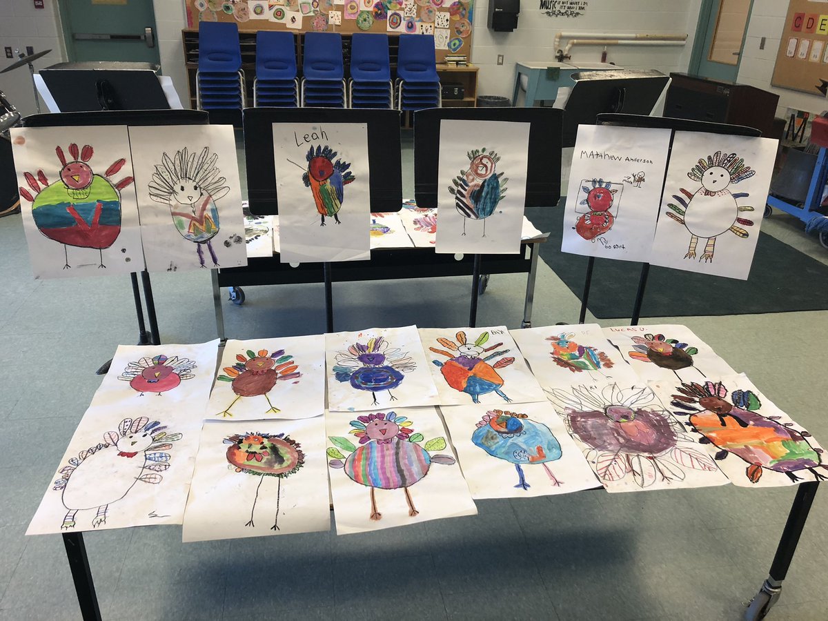 NESalvatori's tweet photo. @ArchieStouffer has turkeys in our grade 1/2 and grade 2/3 classes! Students used pastels for a guided drawing and then explored colour mixing to fill the gaps. They were so excited to show them off at open house π¦
#asesroars #primaryart #creativity @TLDSB_arts #TLDSBlearns https://t.co/ZoD7kkqRdq