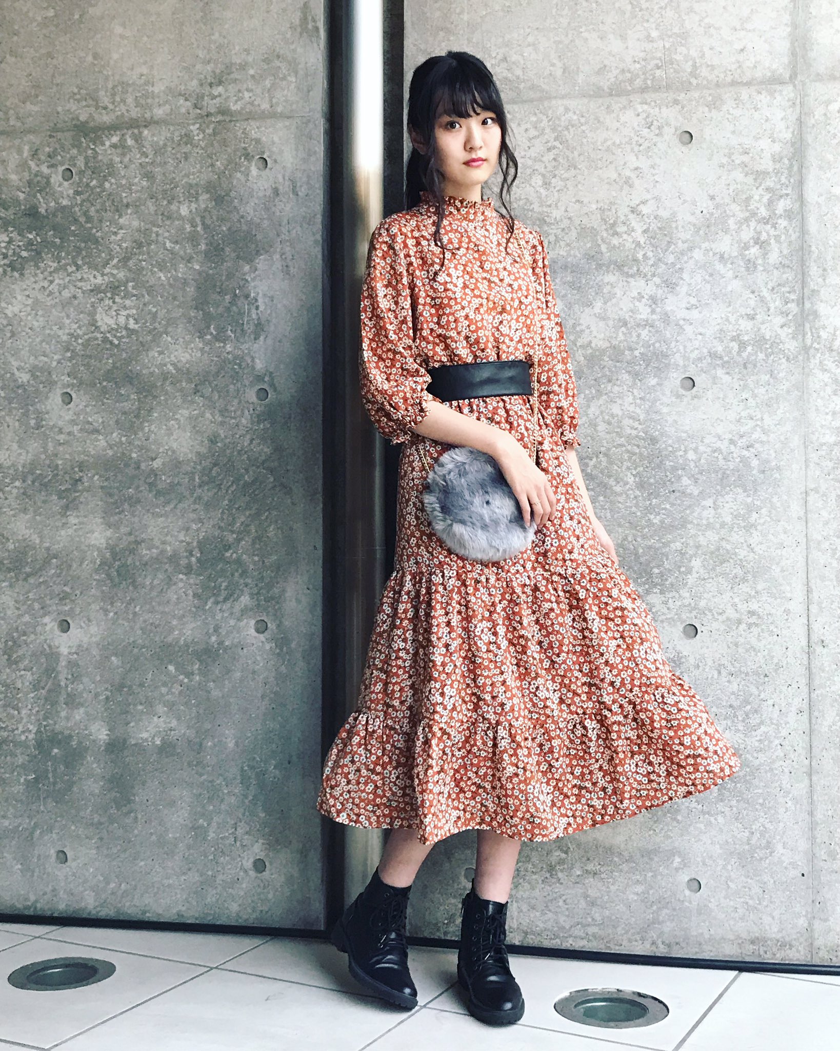 前田優衣 今日は秋コーデ 小柄花のワンピースが欲しくて いろんなお店に行って試着したよ ワンピース Park East ベルト Gu バッグ Wego シューズ Honeys 前田優衣 ワンピース 花柄 Ootd Ootdfashion Photooftheday Flowers Onepiece