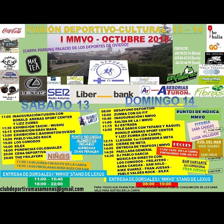 MMVO2019's tweet photo. Aquí les dejo la programación de este evento tan guapo que se está organizando Deporte y Cultura cogidos de la mano...
Échale un vistazo...
I MEDIA MARATÓN VERDE DE OVIEDO
#lexus #asesoriasturon #masymas #nataliasantabarbara #joseluislopezsomoano #ivanpenalba #maytea https://t.co/lTeu1Zyhqa