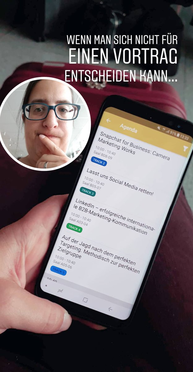 Shirinja's tweet photo. Wer von den Teilnehmern der #afbmc kann sich denn auch nicht entscheiden, welche Vorträge er besuchen soll? #ontheroadagain https://t.co/CvLz3UMYnz