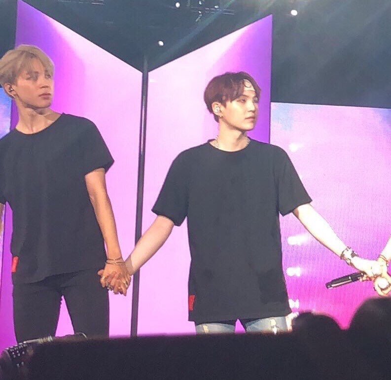 Little moments count...they're hands fit so well together   #yoonmin