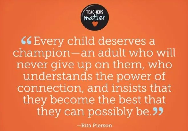 McCormickTeach's tweet photo. Every child deserves a champion. #teachingmatters #educ683 https://t.co/c25GB3pYOD