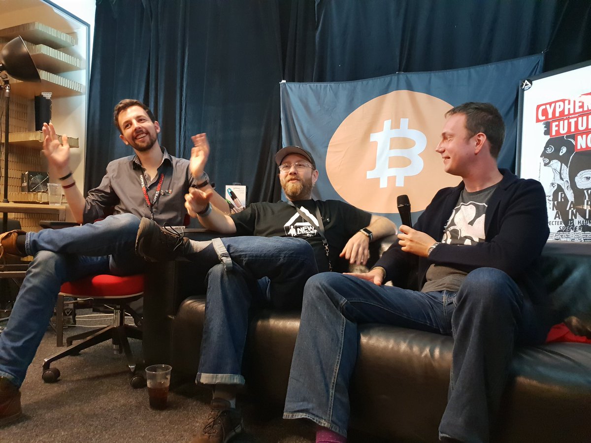 Cryptopoly's tweet photo. @WorldCryptoNet @MadBitcoins @HillebrandMax Stepan Snigirev talking hardware wallets for the lightning network on the #cryptocouch

@StepanSnigirev  #HCPP18 https://t.co/lRO3p4Uom1