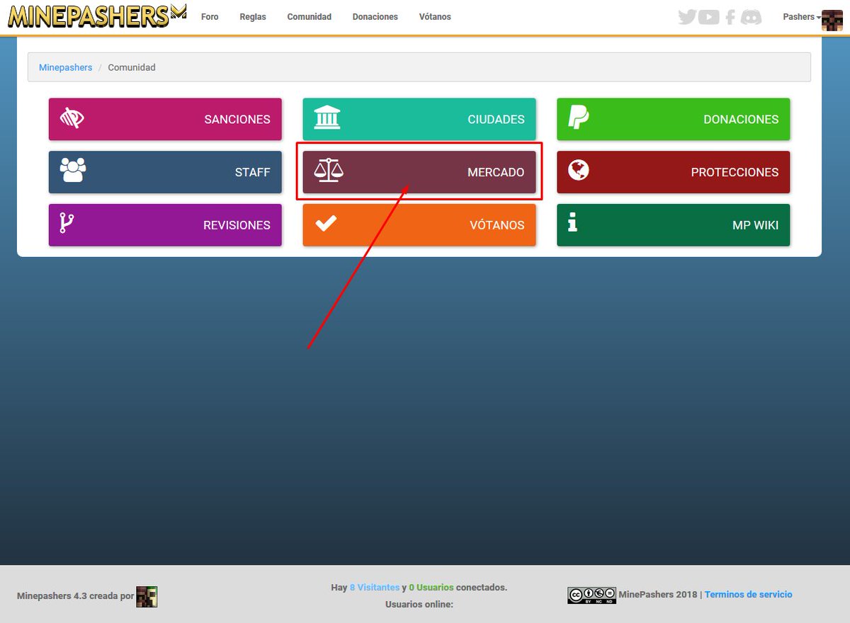 minepashers's tweet image. Ahí tenéis la nueva página de la web "MERCADO" donde se hará una lista oficial de todos los precios futuros del servidor. Esperamos terminarla antes de la apertura del servidor para que tengáis una idea próxima de lo que será la economía.