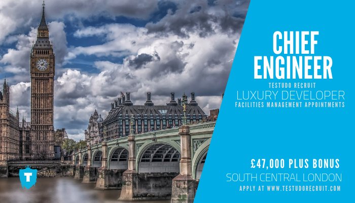 TestudoRecruit's tweet photo. New Role: Chief Engineer | £47,000 plus Bonus | Central London | New Luxury Development | M&amp;E Qualified | H&amp;S Qualified | More Info: https://t.co/ZntZ7AD1C4 https://t.co/5WYYwwsf60