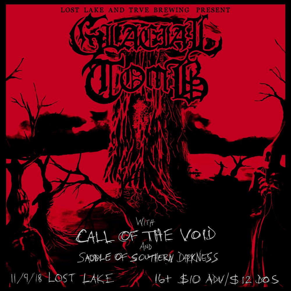GLACIAL TOMB (@glacialtomb) on Twitter photo Our debut album arrives 10/26 via @gileadmedia. Official release show 11/9 presented by <a href="/trvebrewing/">TRVE Brewing Co.</a> featuring <a href="/CallOvTheVoid/">Call Of The Void</a> and #SaddleofSouthernDarkness at <a href="/LostLakeDenver/">Lost Lake</a>. Get your tickets today! #glacialtomb #denver #metal Our debut album arrives 10/26 via @gileadmedia. Official release show 11/9 presented by <a href="/trvebrewing/">TRVE Brewing Co.</a> featuring <a href="/CallOvTheVoid/">Call Of The Void</a> and #SaddleofSouthernDarkness at <a href="/LostLakeDenver/">Lost Lake</a>. Get your tickets today! #glacialtomb #denver #metal