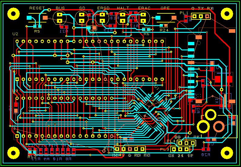 wcinp's tweet image. PICを使った３チップ構成の自作68KマイコンでCP/M-68Kが動いているようなのでDesignSparkPCBでパターン設計したみた。
前回のZ80の3チップ基板より基板サイズを少し小さくしたのでパターンが込み合ったけどなんとかできた^^
piclabo.blog.so-net.ne.jp/Pic24Cpm68K_Pcb
＃CPM68K #DesignSparkPCB #Pic24CPM68K