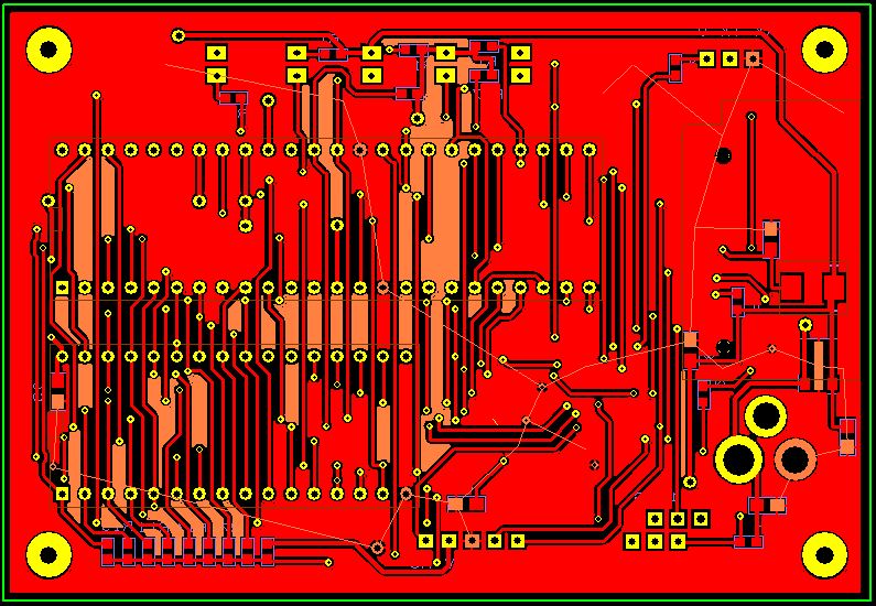 wcinp's tweet image. PICを使った３チップ構成の自作68KマイコンでCP/M-68Kが動いているようなのでDesignSparkPCBでパターン設計したみた。
前回のZ80の3チップ基板より基板サイズを少し小さくしたのでパターンが込み合ったけどなんとかできた^^
piclabo.blog.so-net.ne.jp/Pic24Cpm68K_Pcb
＃CPM68K #DesignSparkPCB #Pic24CPM68K