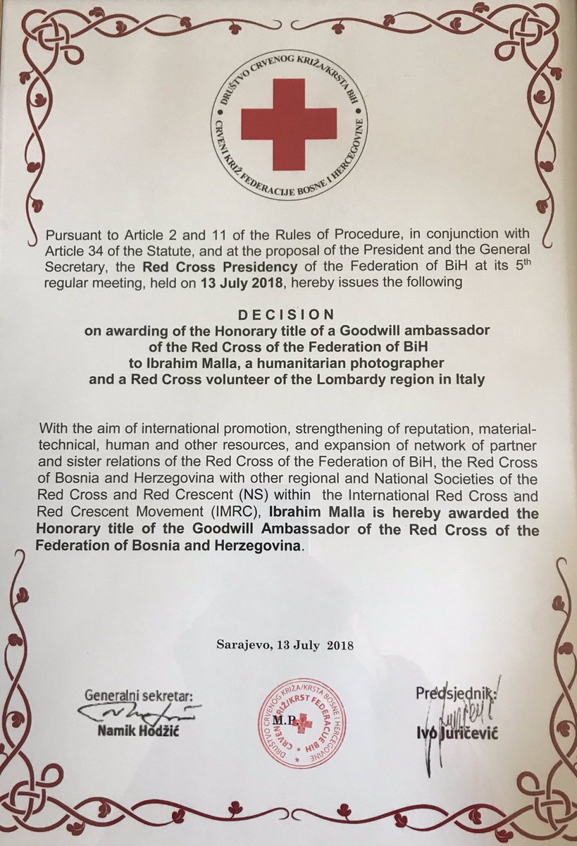 IbrahimMalla's tweet photo. officially named as Goodwill Ambassador for Red Cross of Federation of Bosnia and Herzegovina 
تسميتي واستلامي وثيقة كسفيرا للنوايا الحسنة لاتحاد الصليب الأحمر في البوسنا والهرسك https://t.co/26wKBLHP9A