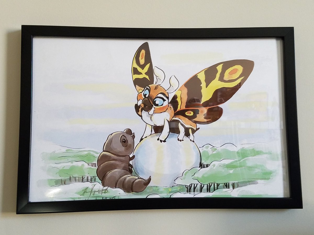 candythecane's tweet photo. I got this amazing print from Anna while at GDEX. Go check out her stuff! 
#godzilla #mothra #kaigu #art https://t.co/kZ2rmD2UOf
