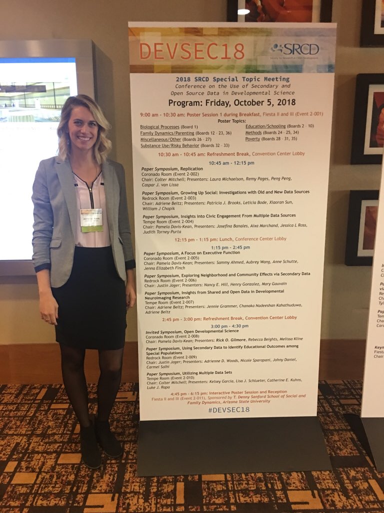 adriennedwoods's tweet photo. Thank you @SRCDtweets @pdakean @colterm Adriene Beltz & Justin Jager for a fantastic conference #DEVSEC18 - caught up with folks and made great new connections, lots of talk about #science and life. Great to see you all @dpfkelly @laurenatighe @ebwarephd @tw_watts et al.! https://t.co/WrNG4l2snL