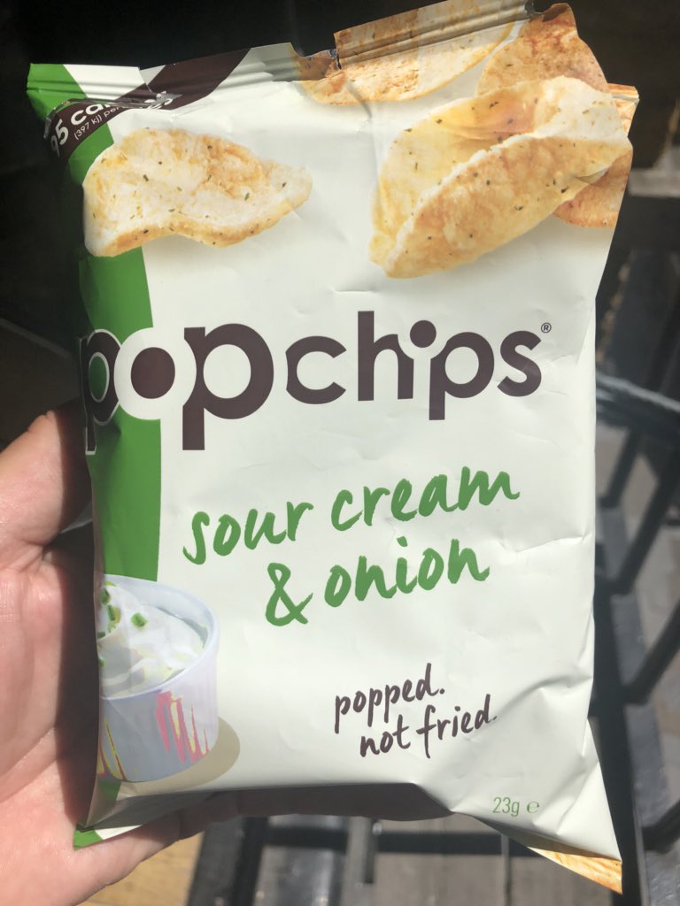 scamscour's tweet photo. Two culprits of frivolous waste and shameful hoodwinking of consumers: @popchips @popchipsUK @eatshoreditch. 

A pathetic amount of product for each pack’s size - lighter weight than advertised, appalling packaging waste, non-recycle materials. @lizbonnin #DrowningInPlastic https://t.co/SX9JMB1X94