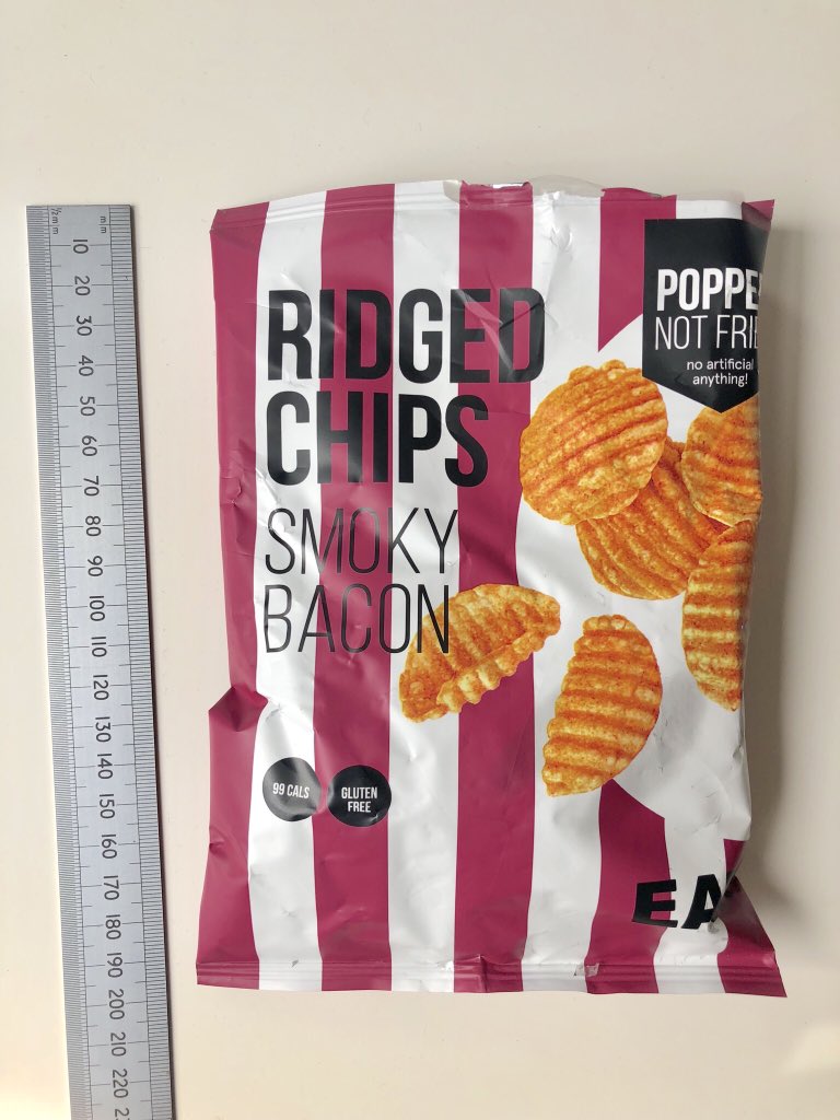 scamscour's tweet photo. Two culprits of frivolous waste and shameful hoodwinking of consumers: @popchips @popchipsUK @eatshoreditch. 

A pathetic amount of product for each pack’s size - lighter weight than advertised, appalling packaging waste, non-recycle materials. @lizbonnin #DrowningInPlastic https://t.co/SX9JMB1X94