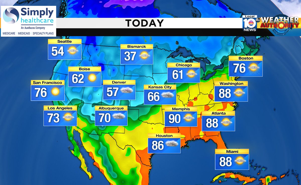 Here is the national forecast for today Presented by Simply Healthcare https://t.co/lJBPQm8Sck
