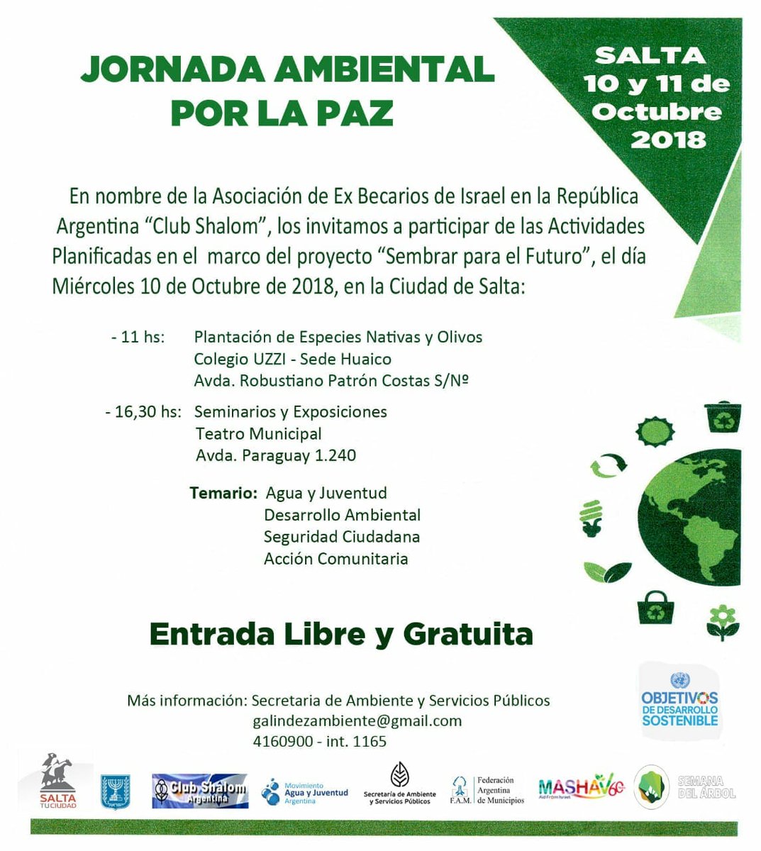FAM_Argentina's tweet photo. Este 10 y 11 de octubre  participaremos en la Jornada Ambiental por la Paz en el marco del proyecto "Sembrar para el Futuro", que se llevará a cabo en Salta. 
Están todas y todos invitados.
#FAM #Salta https://t.co/0oKeee0u3u