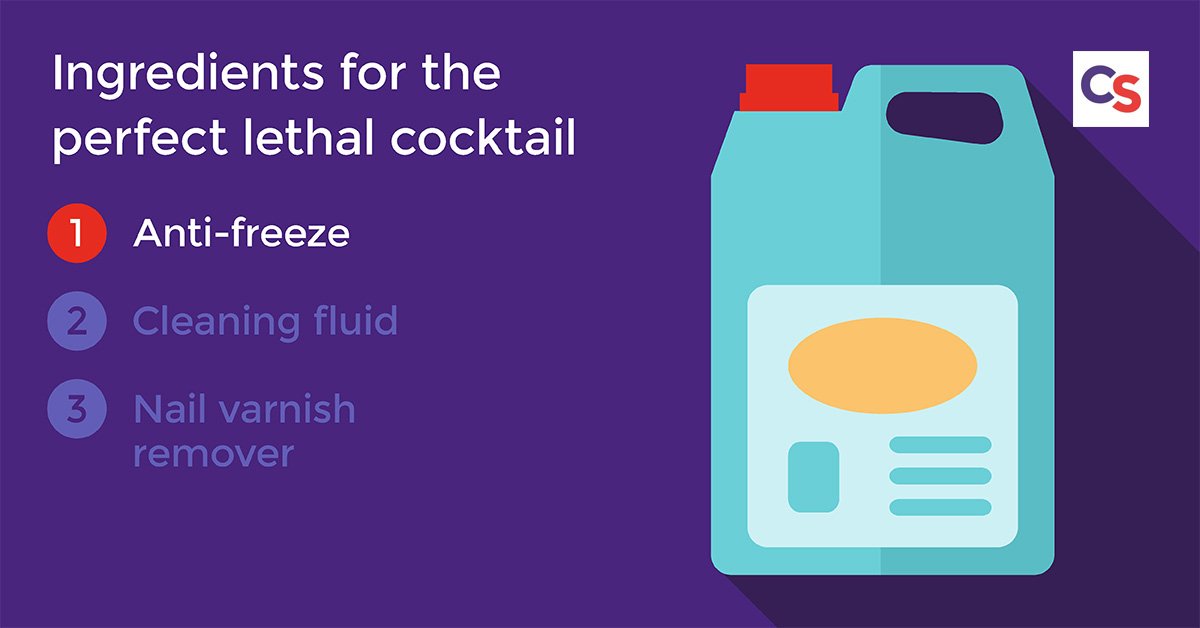 CrimestoppersUK's tweet image. Love cocktails? How about a touch of nail varnish remover? Maybe a sip of bleach? If you are worried about fake alcohol, then report it 100% anonymously on 0800 234 6388 or online here bit.ly/2MrAQvt. Enjoy Freshers Week - don&apos;t regret it. #cocktails #Freshers2018