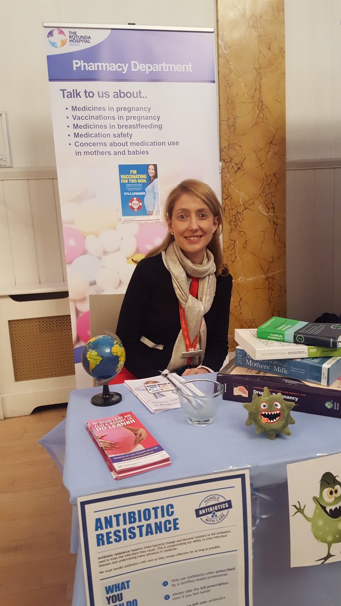 RotundaHospital's tweet photo. Elena from our Pharmacy Department here at our #MaternityOpenDay to answer your questions about #vaccines, safe medications, and antibiotic resistance. https://t.co/GNeh0acQKX