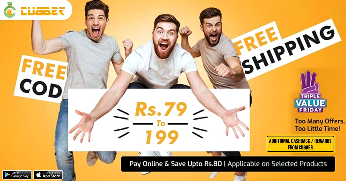 cubberonline's tweet photo. Explore branded Triple Value Sale online start at Rs.79. Shop from @cubberonline To Get Upto 4.48% Cashback From Cubber.
Shop Now: https://t.co/aelqpYOj1q
#Cubber #BeCubberCool #Onlineshopping #mensfashion #Womensfashion
#fashion #Onlineshopping #trendy #Style #menstyle https://t.co/Lgbf5wz72X