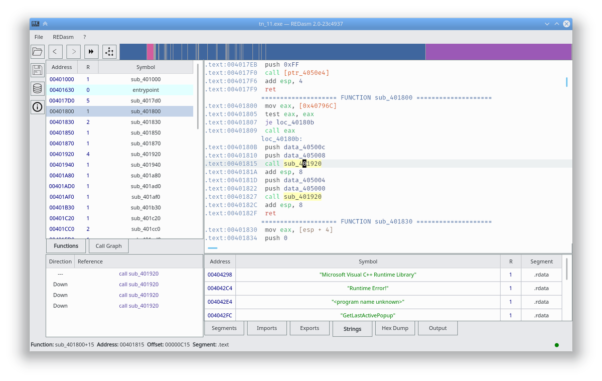 dax89's tweet image. Here is a full showcase of #redasm #disassembler 2.0 with fully working graphs & listing 💪💪💪
Nightly builds are coming soon!!!
#cplusplus #qt5 #binaryanalysis #reverseengineering #x86 #arm #mips #dalvik #windows #linux #opensource