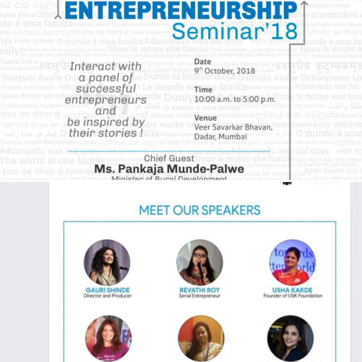 rekhach's tweet photo. #rekhachaudhari
Privileged to be speaking at the #Wima Mumbai event on my favorite topic, amongst a lot of super achievers.
Looking forward to meet all panellist
#womanentrepreneurship
#wellness #gwdindia #jswe #jckrc https://t.co/0OTCSsHwrC