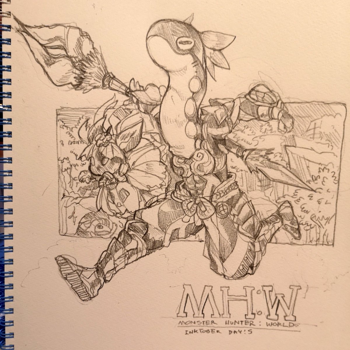Late #inktober day 5
My mhw character
5日(遅れ) 僕のモンハンキャラクター 