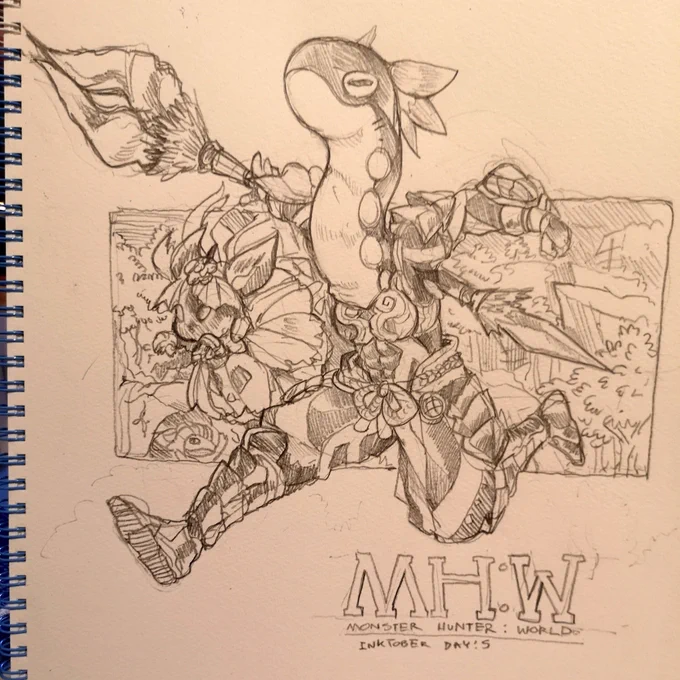 Late #inktober day 5
My mhw character
5日(遅れ) 僕のモンハンキャラクター 