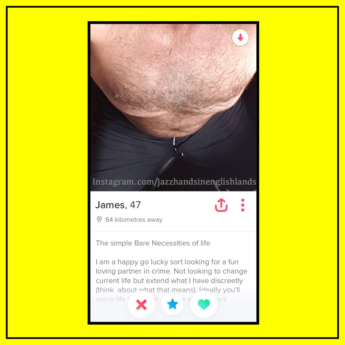 jazzhandsjokes's tweet photo. James you are doing it wrong.
#DatingFail #MeanwhileOnTinder #YeahDontDoThat #Dating #DatingProfile #FunnyTinderProfiles #OnlineDating #SellYourself #SingleLife #SinglePringle #SwipeLeft #SwipeRight #Tinder #TinderPhoto #TryHarder #WhatACatch #AsSeenOnTinder #TinderProfile https://t.co/1KKCicT9Q9