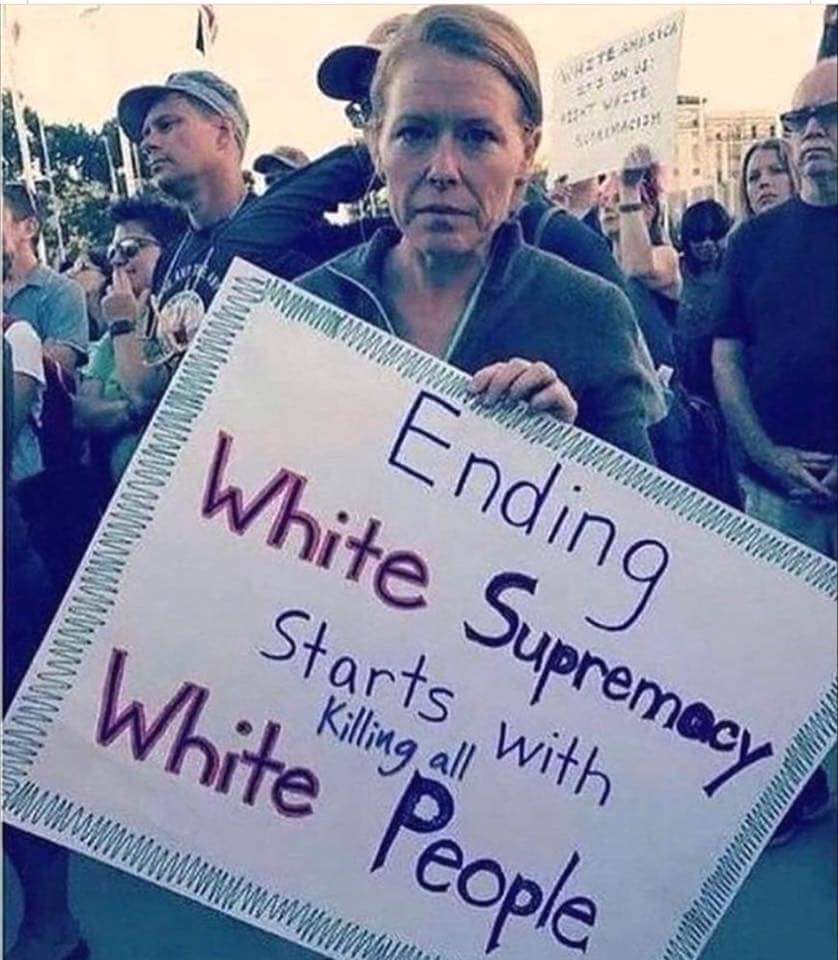 Ah yes. This one must be experiencing white guilt.While not explicitly wishing death on conservatives/anti-leftists, it is a manifestation of cultural Marxism that wishes to terminate all who don't "intersect" in the allowed ways.