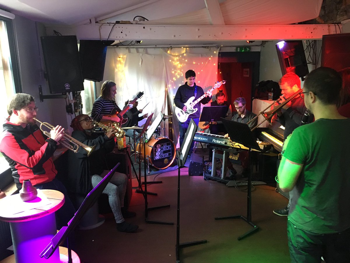 SLJO_London's tweet photo. Recovery jam session underway. #recoveryjam #sljo #sljoontour #southlondonjazzorchestra https://t.co/RkJtsYiDRj