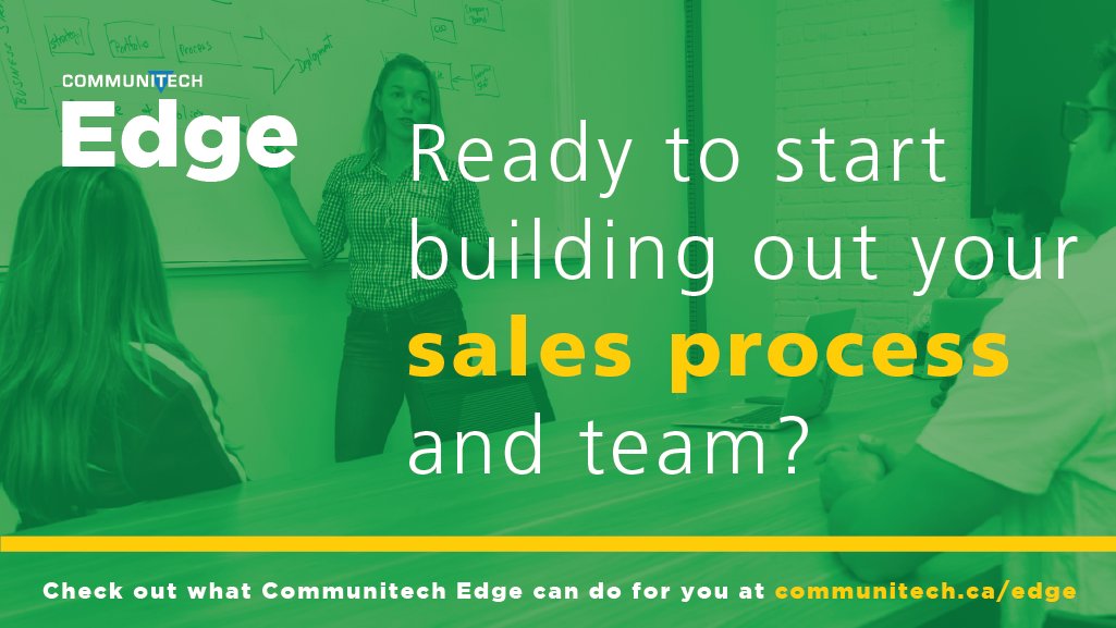 Communitech's tweet photo. #Startups - Have a product in market generating between $1K and $5K MRR and looking to take your sales to the next level? #CommunitechEdge helps companies with early sales traction start building out their sales team and process. Apply by Oct 14 https://t.co/cBOo90nypg https://t.co/J2vw2EgedR