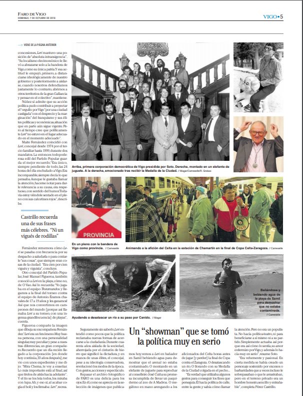 15 años sin "Leri", el profeta del viguismo. Un hombre de excesos y de aciertos. Un "localista enfermizo" o un "defensor a ultranza de Vigo". Así hablan de él antiguos compañeros de la política. Su figura todavía despierta hoy polémica. farodevigo.es/gran-vigo/2018… vía <a href="/Farodevigo/">Faro de Vigo</a>