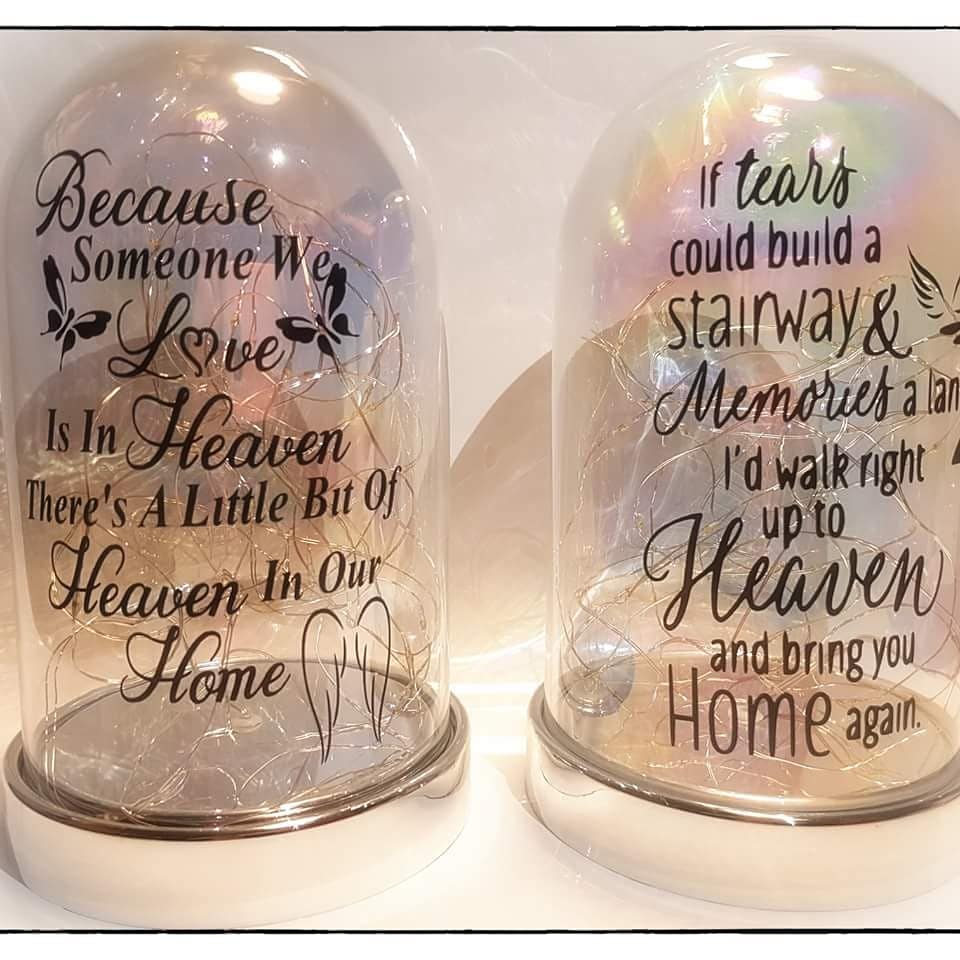 We have our beautiful light up memorial domes back in stock 10 of each design at the moment