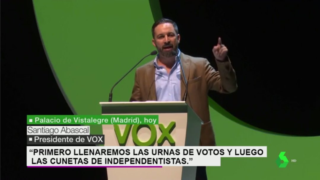 DesInfoCAT's tweet photo. POLÍTICA | VOX analitza en profunditat la solució al conflicte independentista al congrés de Vistalegre https://t.co/P8oFxbUQ7F