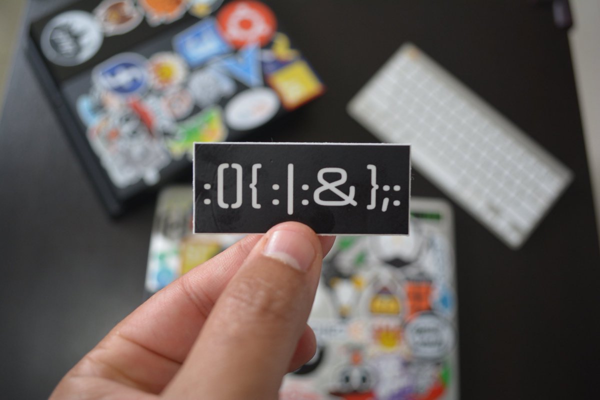 gigo6000's tweet photo. I got this bash fork bomb sticker on a sticker pack from @unixstickers and @stickermule but I had to google what it was: https://t.co/0GTjGQRcRW
#bash #unix #webdevelopment #devsticker #stickerbomb #coders https://t.co/dpysmW2O7f
