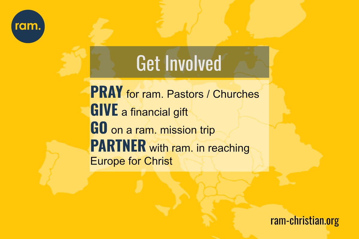 rammissions's tweet photo. PRAY. GIVE. GO. PARTNER. Get Involved with RAM today!
More info visit https://t.co/j3bAiITaGI #rammissions #reachingeurope #kingdomwork #makingdisciples https://t.co/mBgxJrQcYD