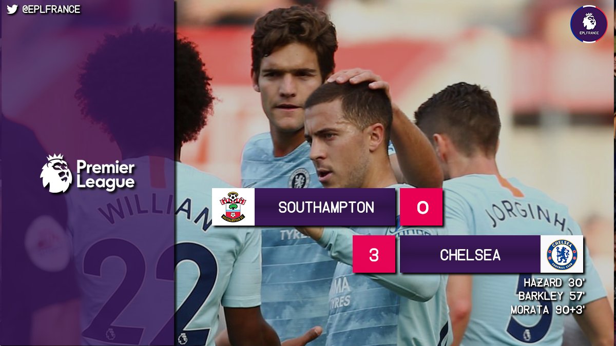 EPLFrance's tweet photo. ⏰ FIN DU MATCH !

SOUTHAMPTON 0 - 3 CHELSEA

Chelsea s'impose à l'extérieur face à Southampton et est provisoirement à la première place du classement. https://t.co/Ntw6L10NRF