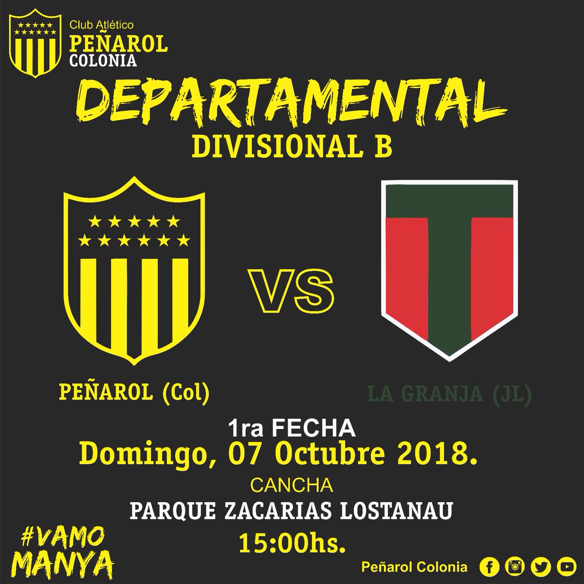 capcolonia's tweet photo. Arranca el departamental con este hermoso domingo!! ⚽💛🖤
#Futbol
#Departamental 
#CAPColoniaFutbol
#CAPColonia
#VamoManya https://t.co/fdbj73pF7P