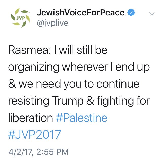 Linda Sarsour will only speak to extremist Jewish groups like JVP who invite her friend, Rasmea Odeh, a convicted terrorist who also committed immigration fraud, to be keynote speaker.