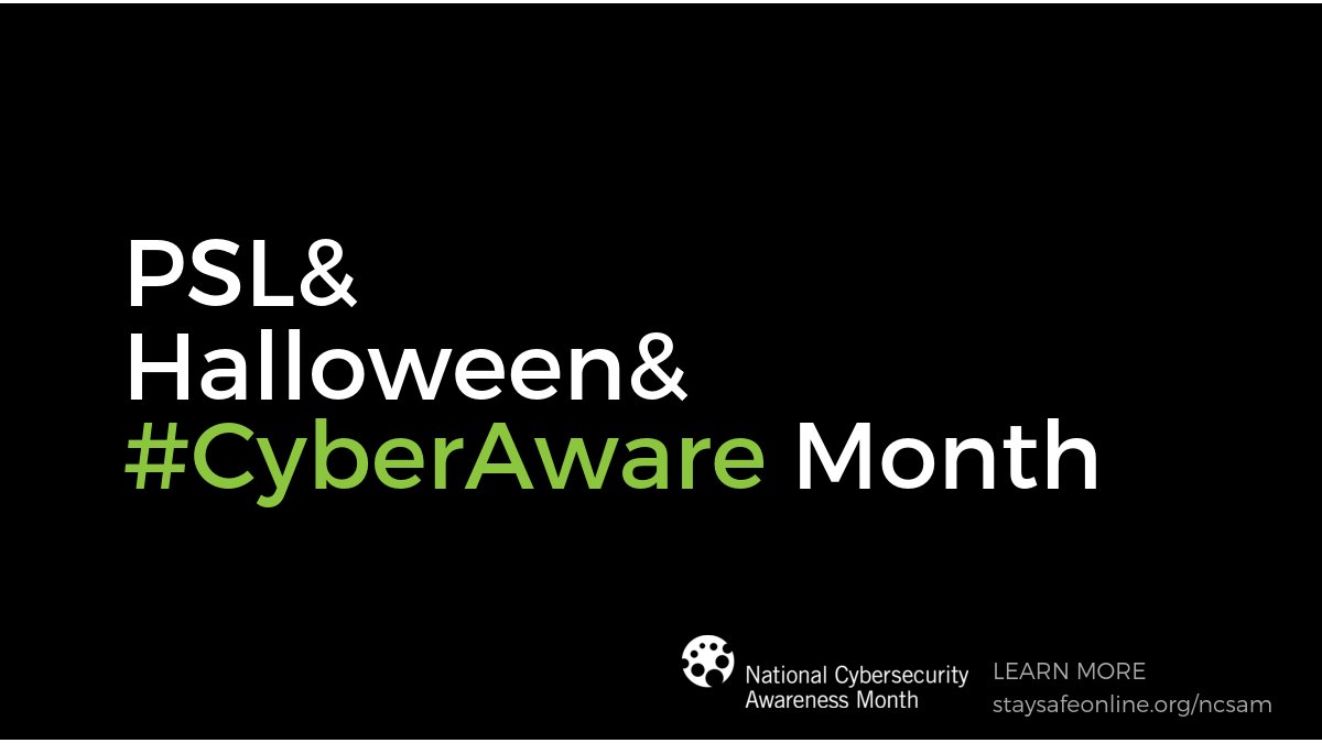 SymbitsIT's tweet photo. October = #PSL + #Halloween + National #Cybersecurity Awareness Month. What are you doing to keep the internet safer and more secure? #CyberAware
.
.
.
#SYMBITS #NCSAM #cybersecurity #cybercrime #technews #security https://t.co/JMIOopdoJw