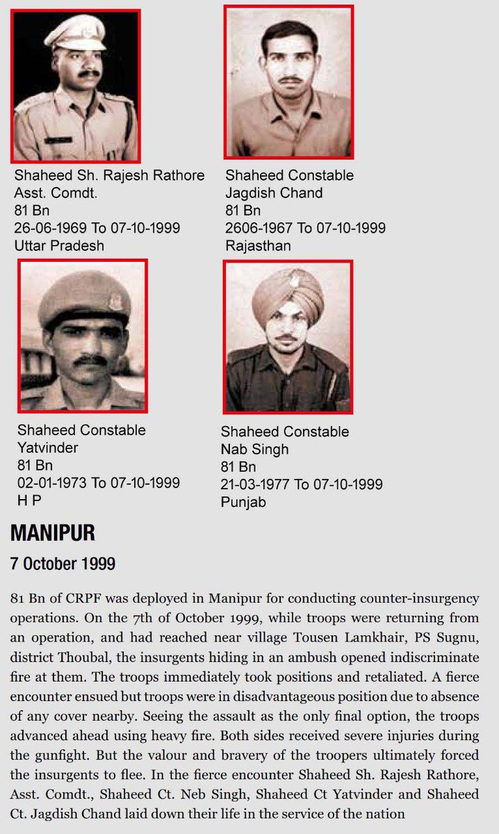 crpfindia's tweet photo. Your gallant deeds would inspire us always. A salute to our brave souls for their indomitable courage and selfless sacrifice. 

#BharatKeVeer https://t.co/R4ytI8Ec97