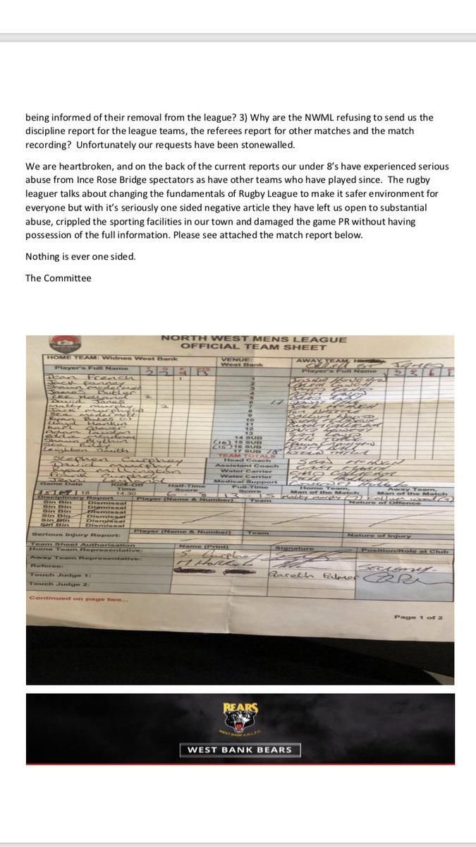 Please share retweet and let’s get our side of the story out there, we are not willing to sit back and let the rep of the players be slandered.#1club #truth