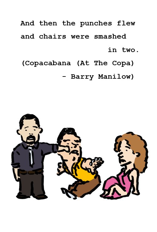 Barry Manilow - Copacabana (At The Copa)
                 
名曲や映画のゆるイラスト投稿中。 #Barry_Manilow #Copacabana_At_The_Copa #コパカバーナ #バリー・マニロウ #名曲挿絵 #Illustration #イラスト 