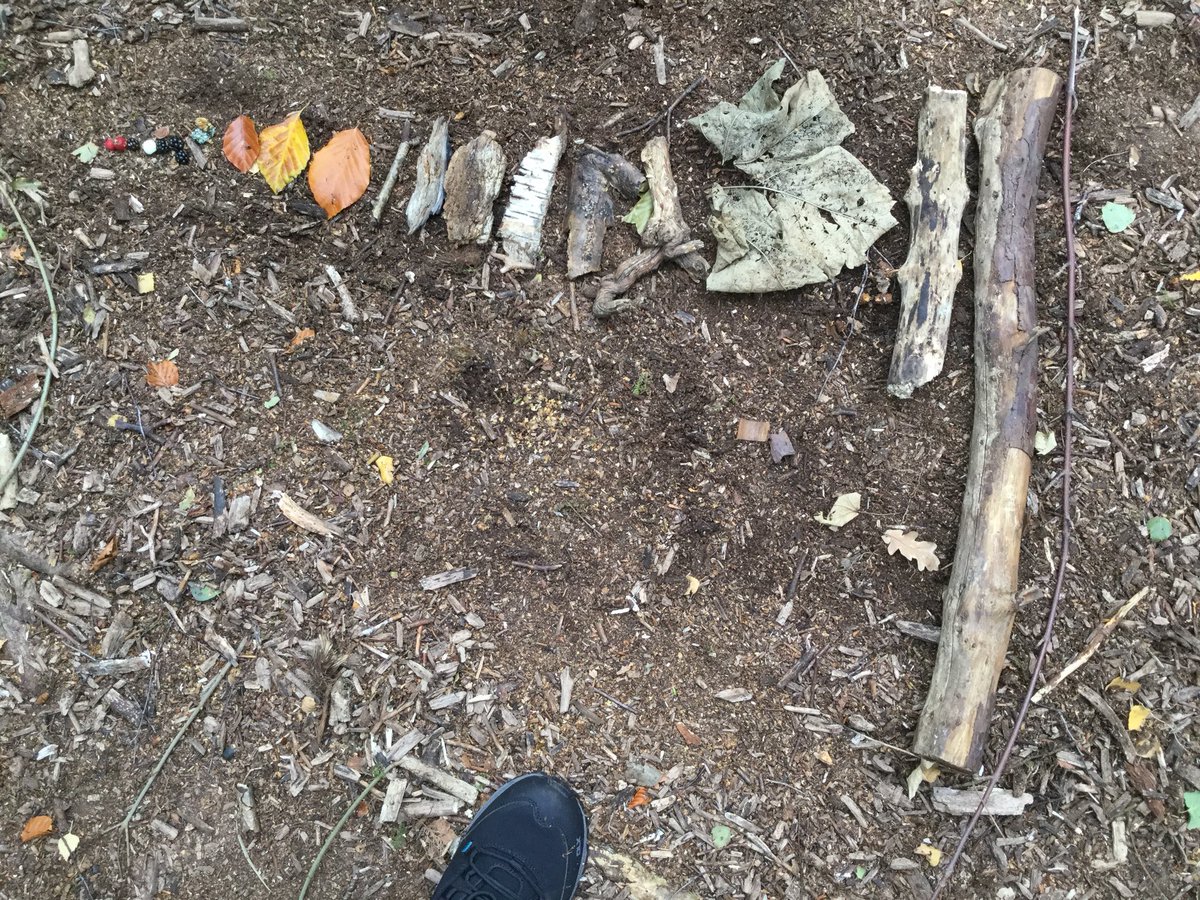 MoorfootPS's tweet photo. Sorting our findings from lightest to darkest, smallest to longest.
A giant stick man in the woods.
Day 1 has been full of curiosity and awe. Mrs Still is looking forward to taking this forward with the nursery
#forestschoollearning #outdoorlearning #earlyyears
@MidEYLCOL https://t.co/VMFFZHg3ZB